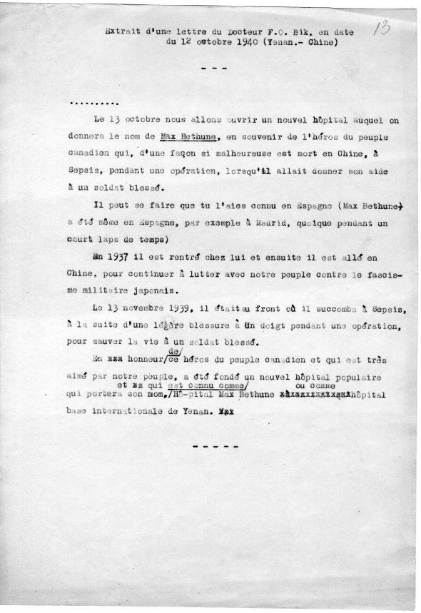 Extract uit brief van Tio Oen Bik, 12 Oktober 1940 Yenan China