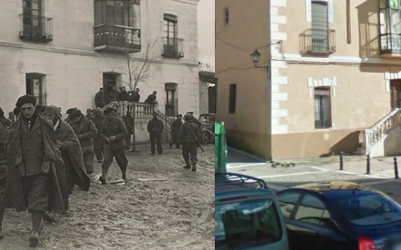 Italiaanse krijgsgevangenen op dorpsplein van Torija