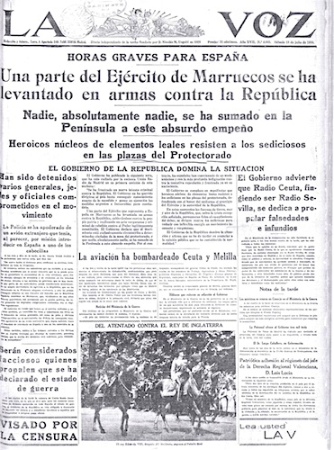 La Voz 18 juli 1936 Moorse leger komt in opstand