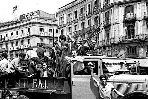 Madrid 18 juli 1936, volksmilities verdedigen de Republiek