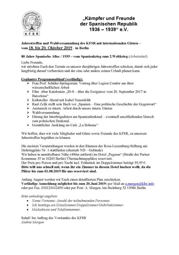 Jahrestreffen des KFSR 2019-1